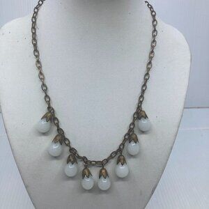 Vtg 1940s MIRIAM HASKELL ? fringe glass brass necklace